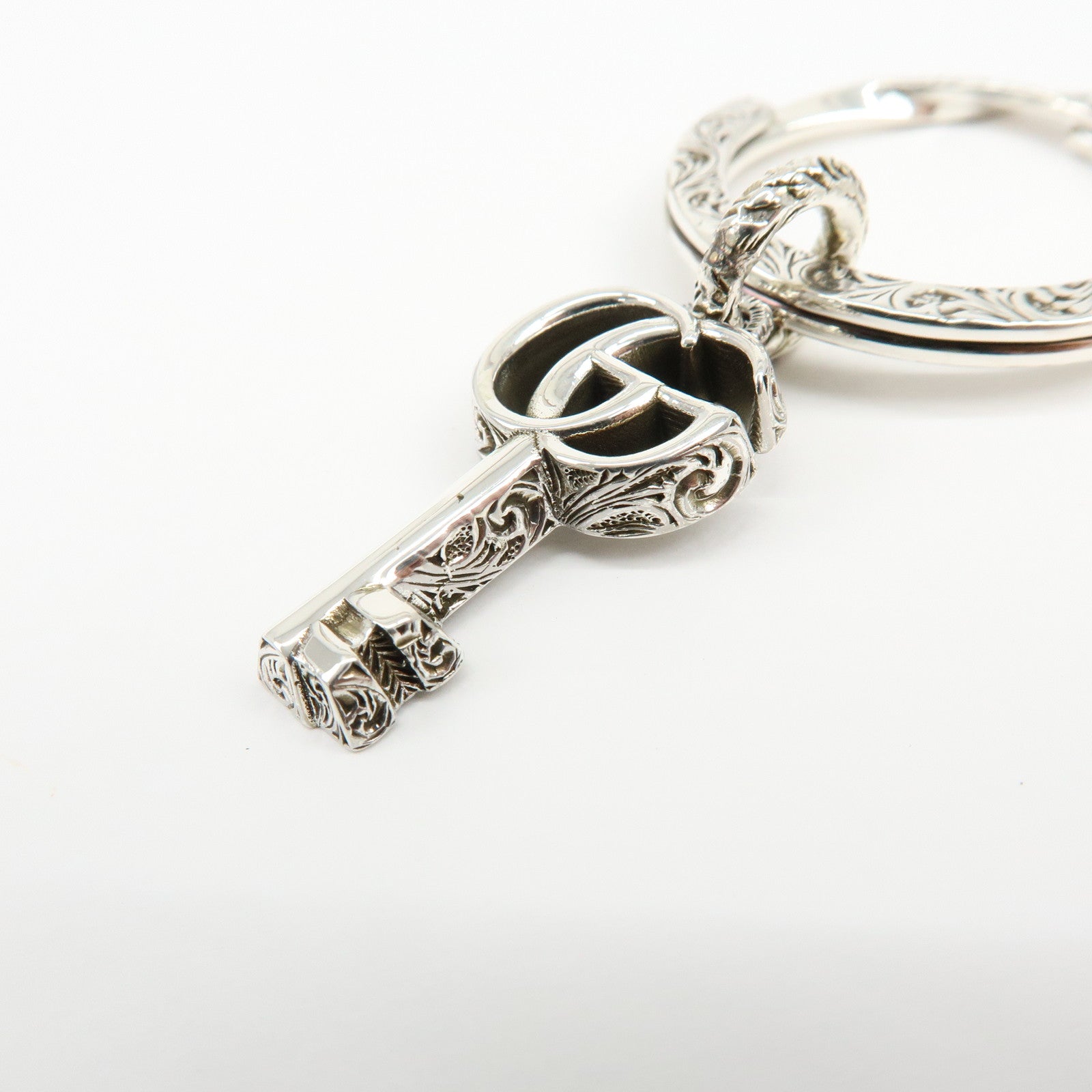 6691 - Gucci Double G Key Motif Bag Charm Key Holder Sv925 Silver
