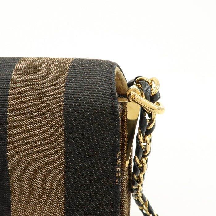 Fendi Claudia Pequin Canvas Leather Shoulder Bag Brown