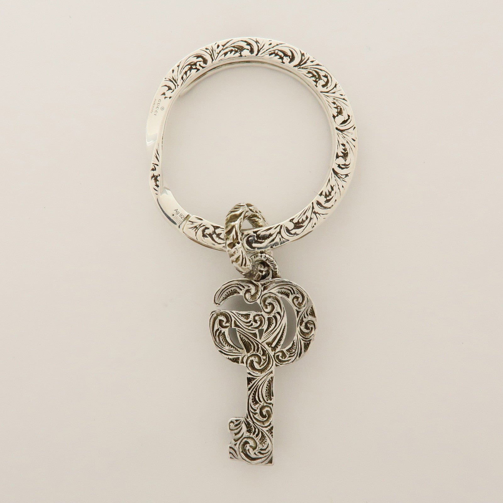 6691 - Gucci Double G Key Motif Bag Charm Key Holder Sv925 Silver