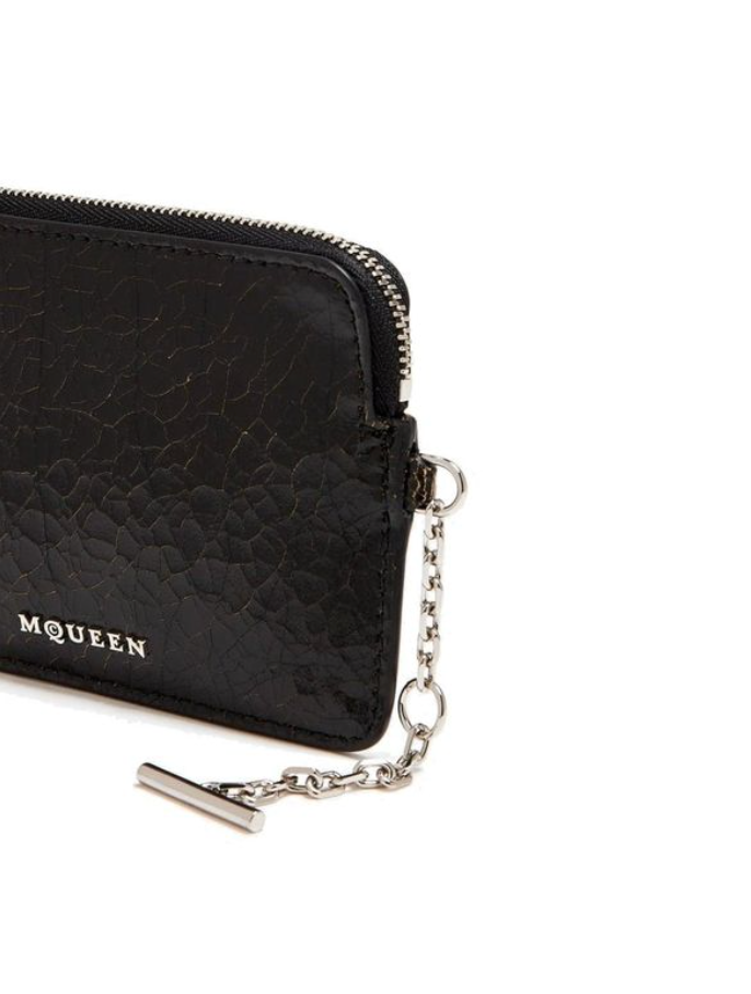 7436 - Alexander McQueen Sling Zip Coin Pouch Black - NWT