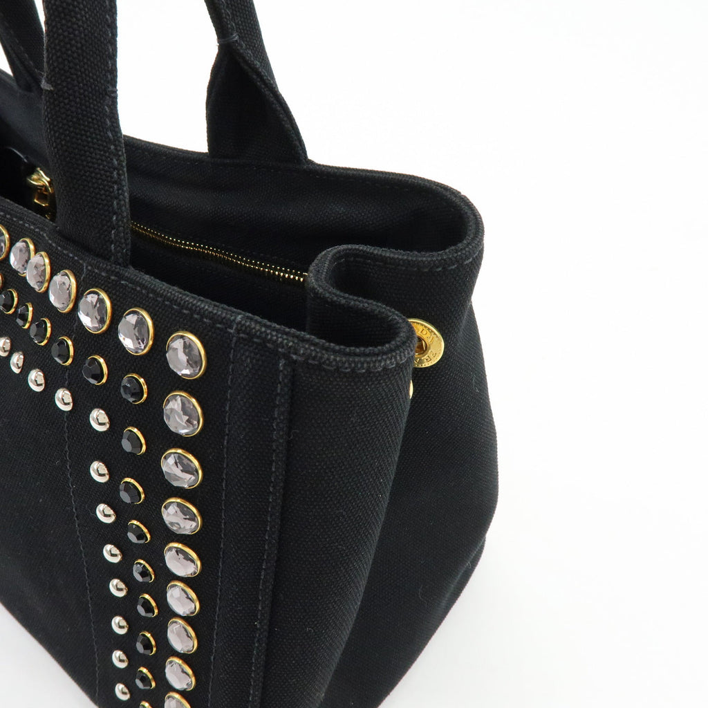 6749 - Prada Canapa Mini Canvas 2Way Tote Bag - Black