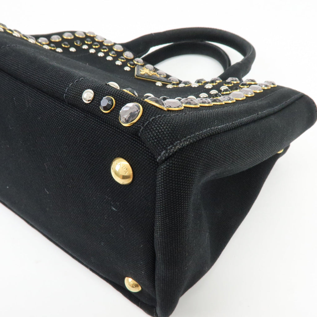 6749 - Prada Canapa Mini Canvas 2Way Tote Bag - Black