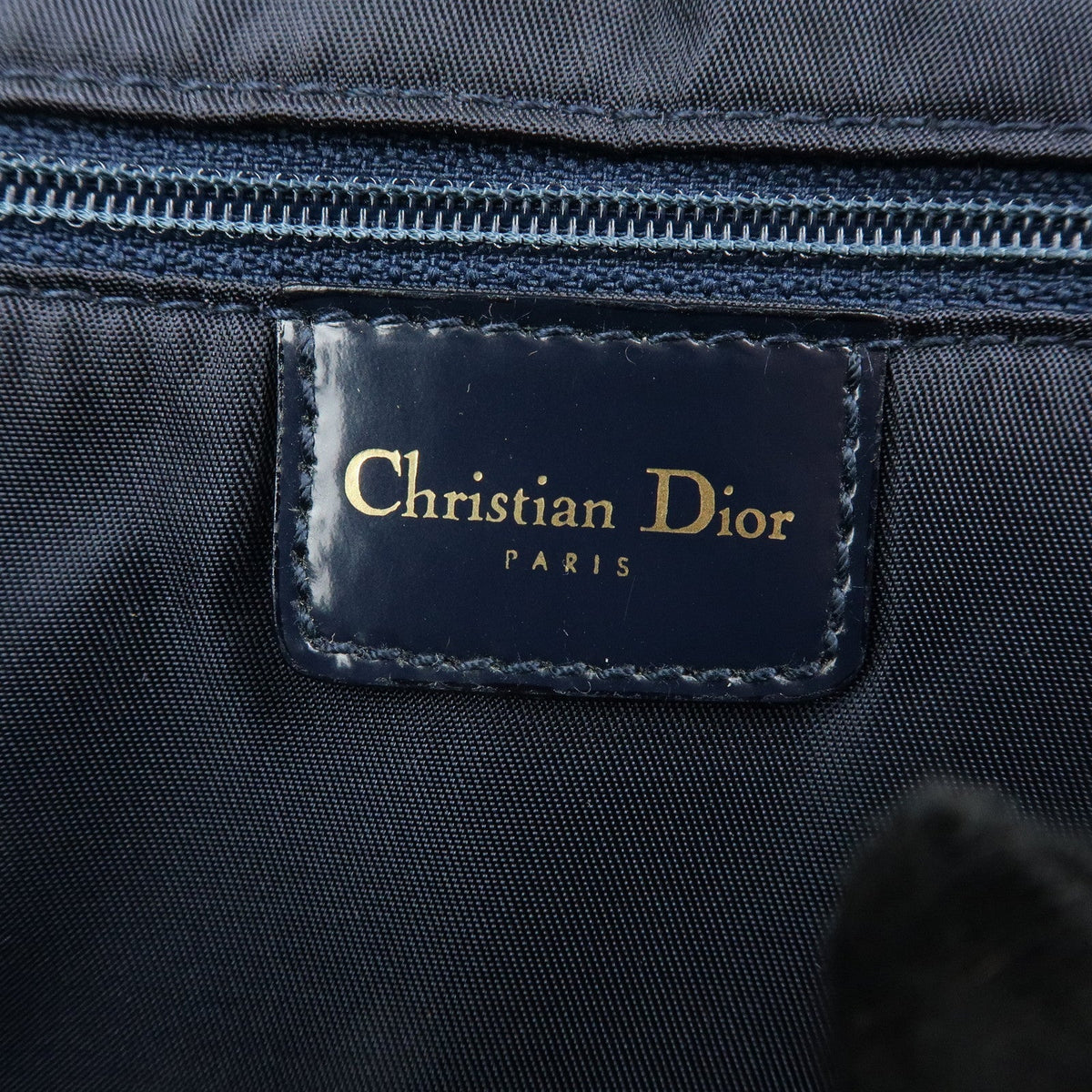 6157 - Christian Dior Maris Pearl Denim Patent Leather Shoulder Handbag