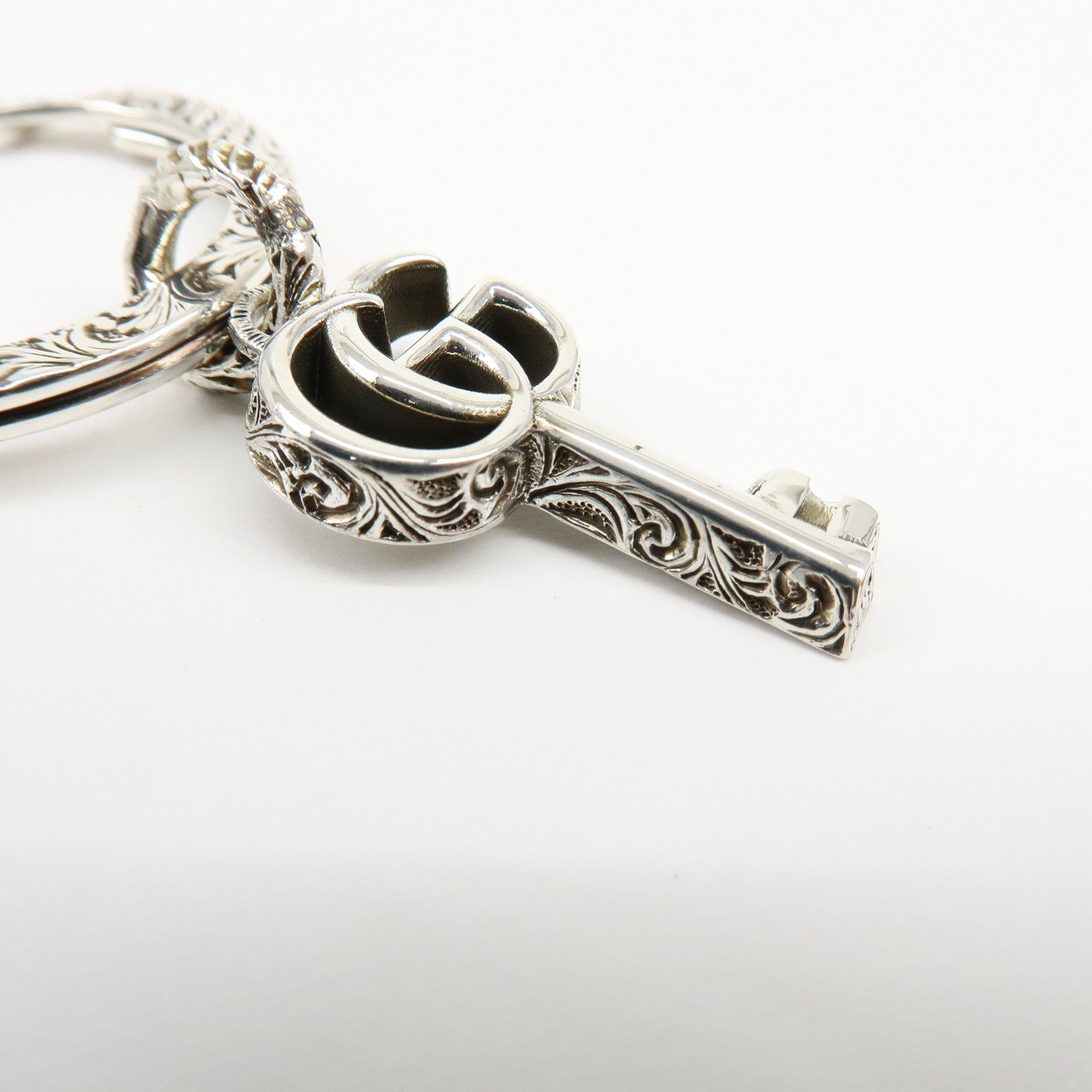 6691 - Gucci Double G Key Motif Bag Charm Key Holder Sv925 Silver