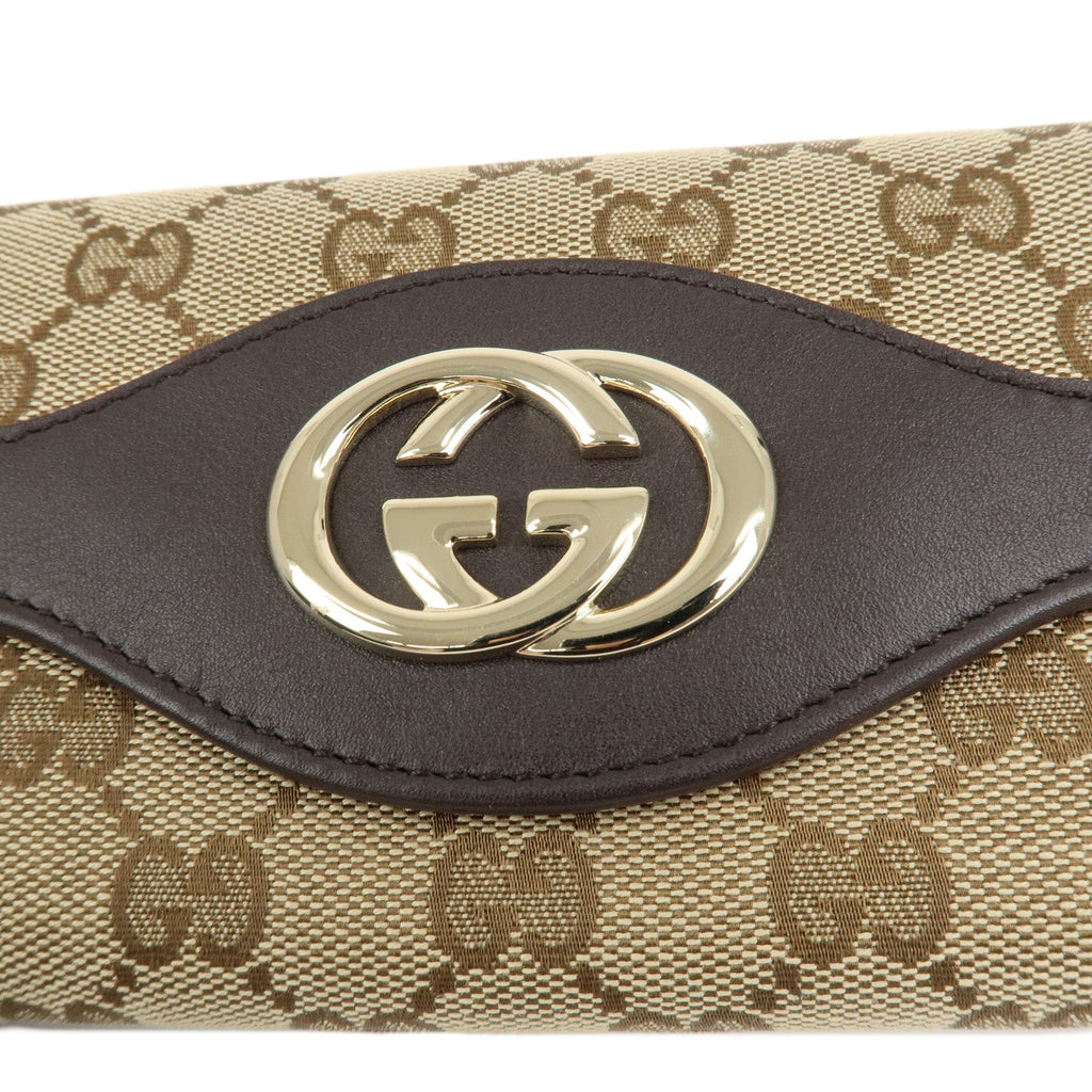6684 - Gucci Interlocking G Canvas Leather Double Flap Long Wallet