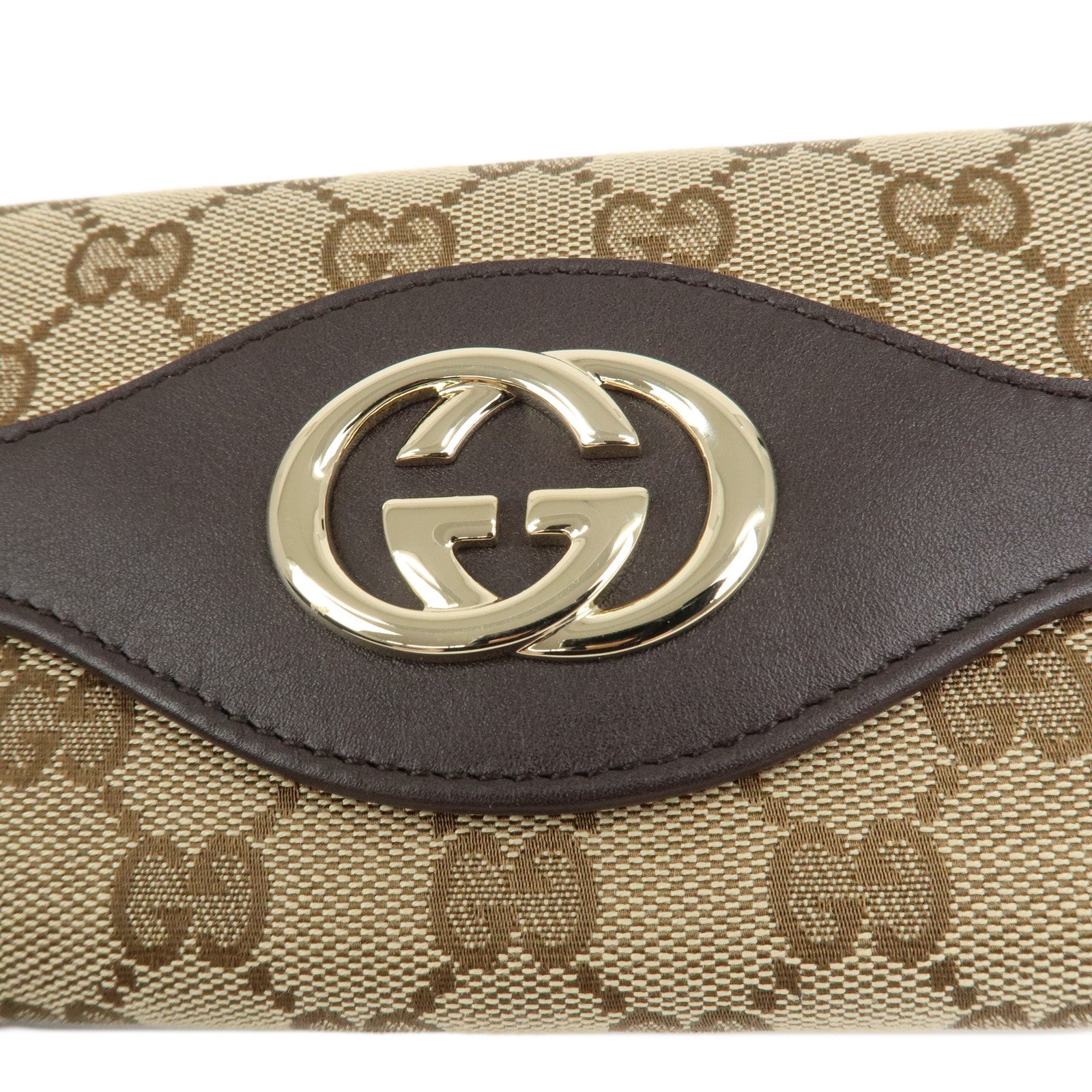 6684 - Gucci Interlocking G Canvas Leather Double Flap Long Wallet