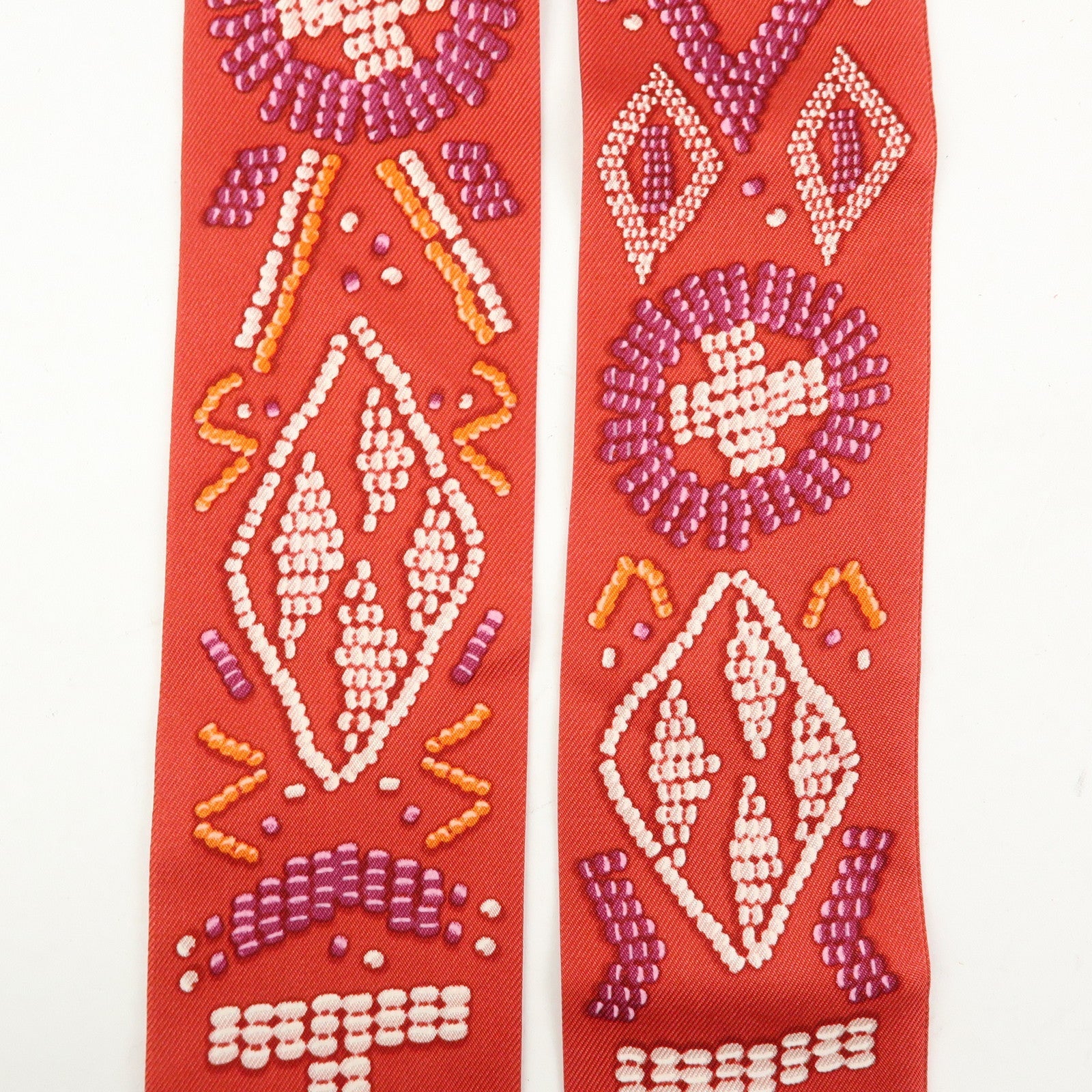 6546 Hermes Twilly 100% Silk Scarf Kelly En Perles Red
