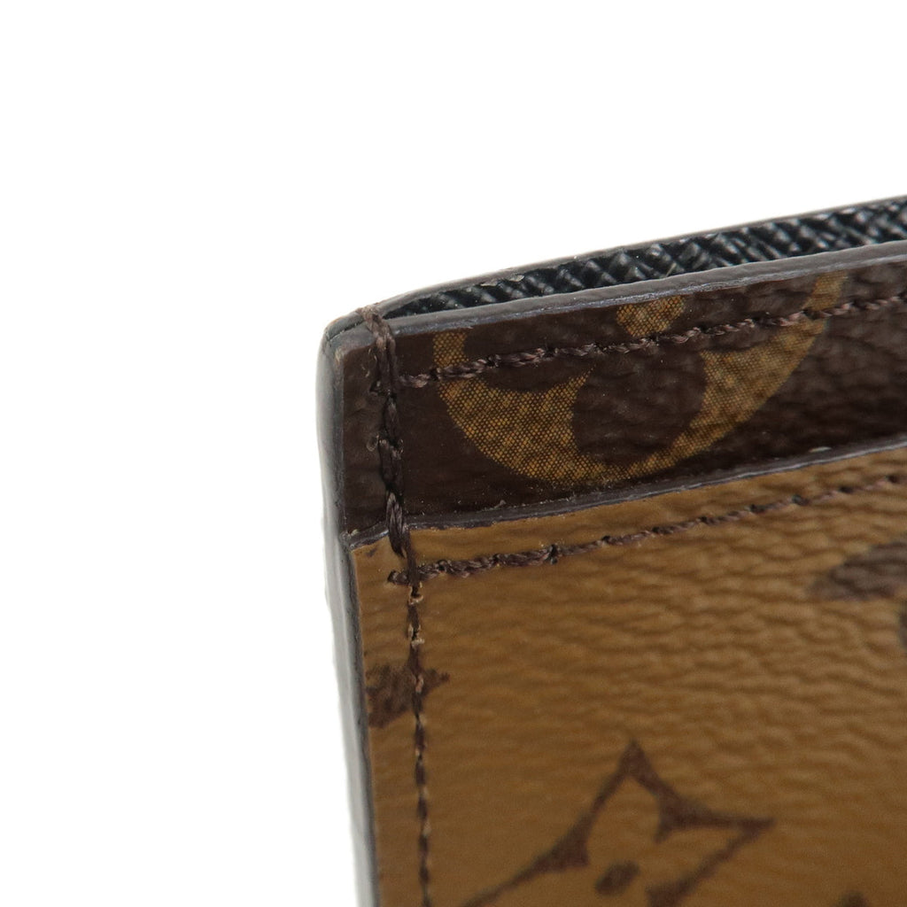 7090 - Louis Vuitton Monogram Reverse Porte Cartes Simple Card Case M69161  Brown