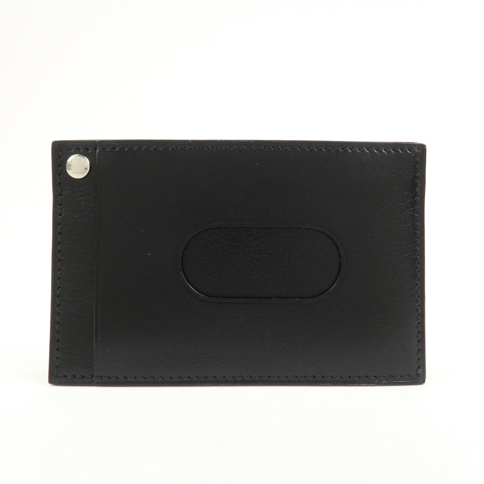 6682 - Hermes Evercalf Leather Chouchou Serie Button I Stamped Pass Case Black