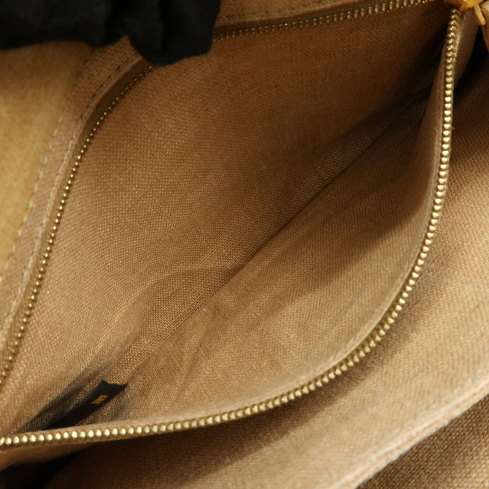 Fendi Claudia Pequin Canvas Leather Shoulder Bag Brown
