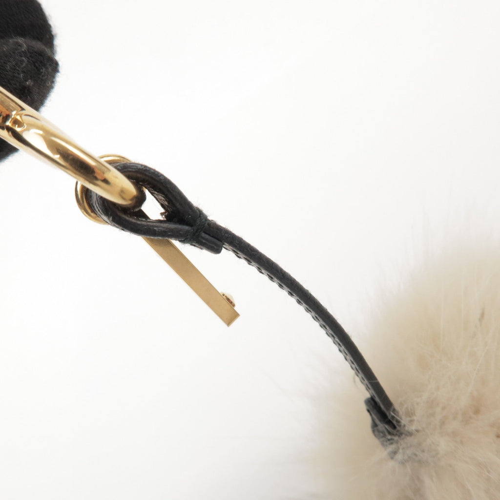 6553 Fendi Fur Leather Bag Charm Key Chain Black White