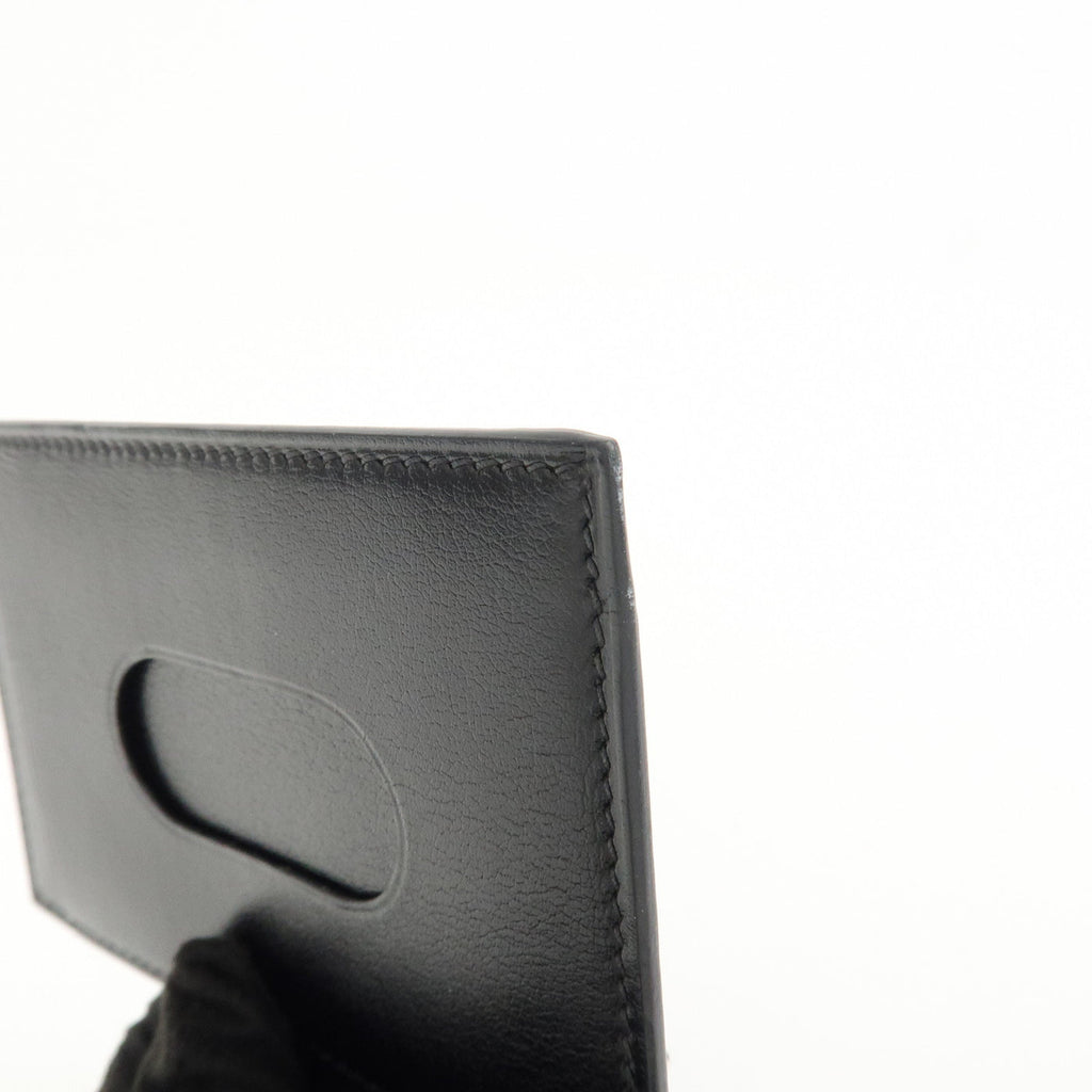 6682 - Hermes Evercalf Leather Chouchou Serie Button I Stamped Pass Case Black