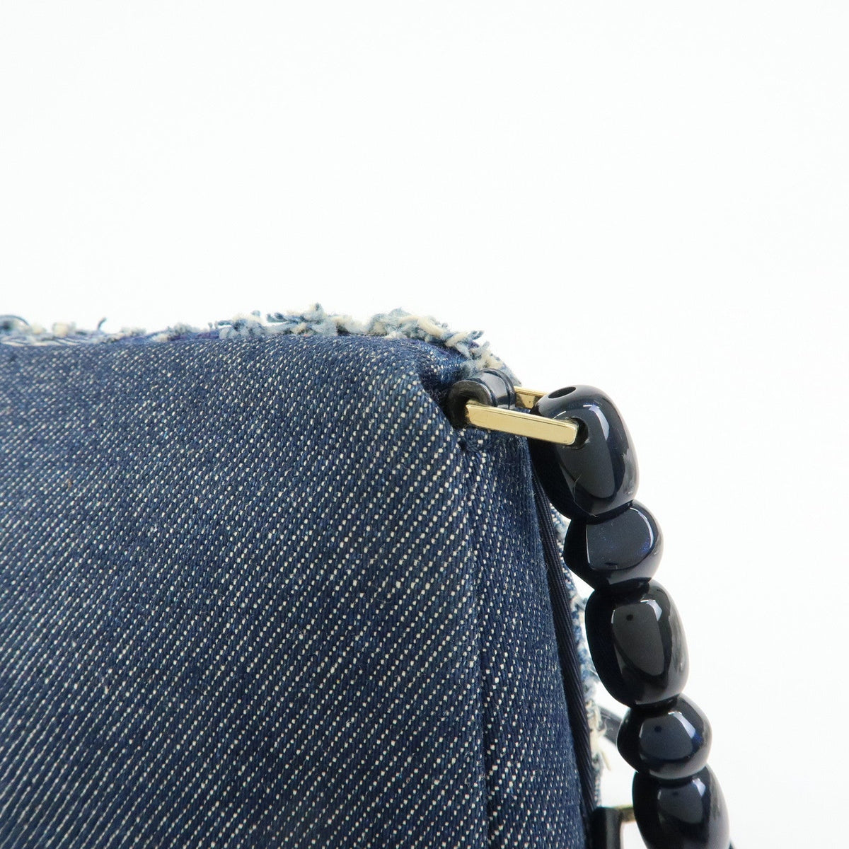6157 - Christian Dior Maris Pearl Denim Patent Leather Shoulder Handbag