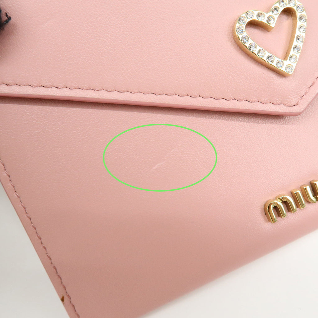 6836 - Miu Miu Madras Love Envelope Pouch Wristlet Pink Crystal Heart