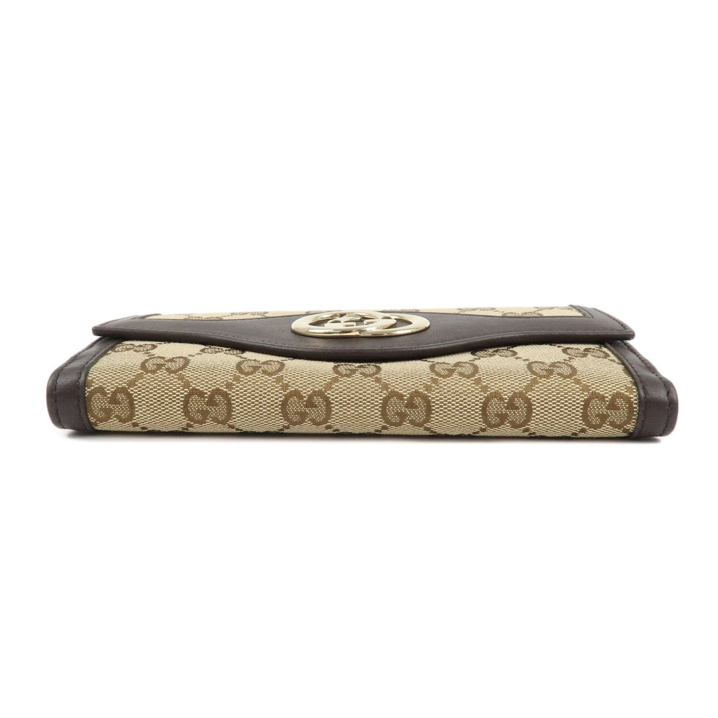 6684 - Gucci Interlocking G Canvas Leather Double Flap Long Wallet