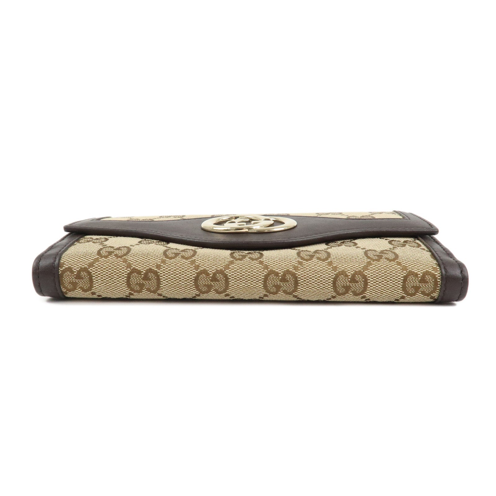 6684 - Gucci Interlocking G Canvas Leather Double Flap Long Wallet