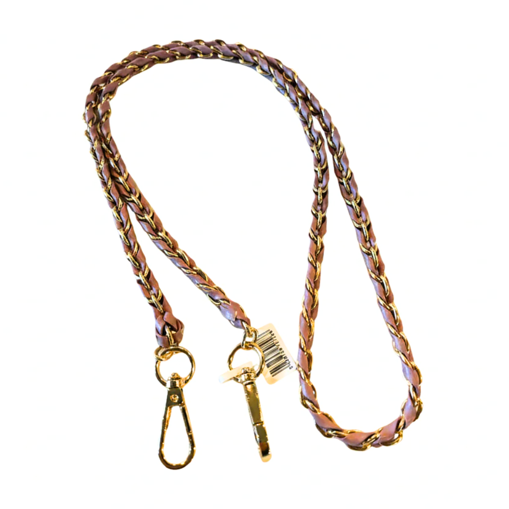 Pom Pom London Straps straps - Pink and White with Gold Hardware