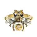 6695 - Gucci Metal Strass Pearl Bee Ring - Size US 6.5