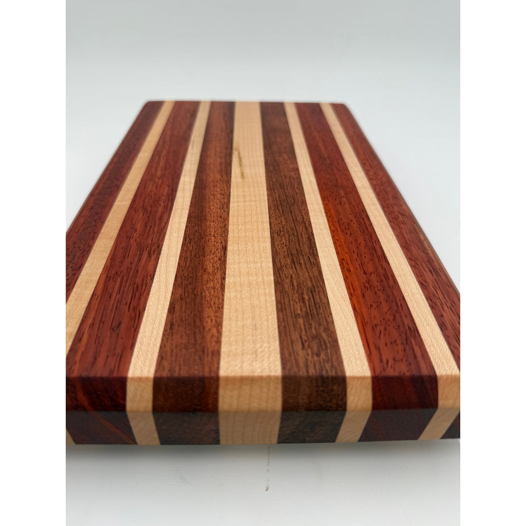 Handcrafted Edge Grain Cutting Board, Padauk Walnut Maple, 11.75 x 7.5 x 1.5 Inches, SKU 1481