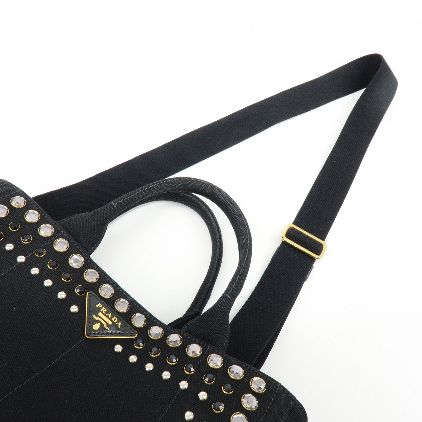 6749 - Prada Canapa Mini Canvas 2Way Tote Bag - Black