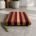 Handcrafted Edge Grain Cutting Board, Sycamore Maple, Purple Heart, SKU 1482