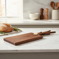 Walnut Charcuterie Board with Twig Handle, 22x6.5x1 size, decorative serving tray, functional kitchen gift, handmade USA