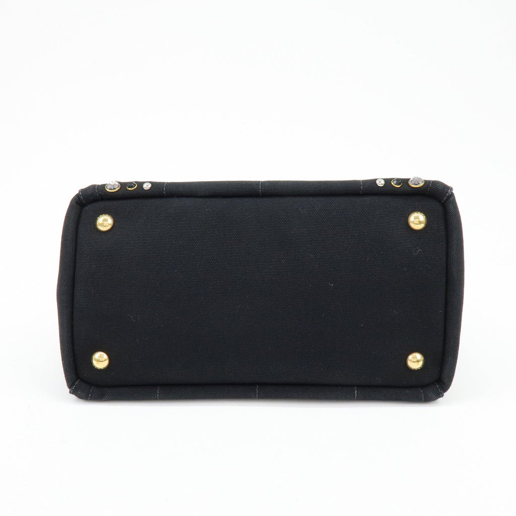6749 - Prada Canapa Mini Canvas 2Way Tote Bag - Black