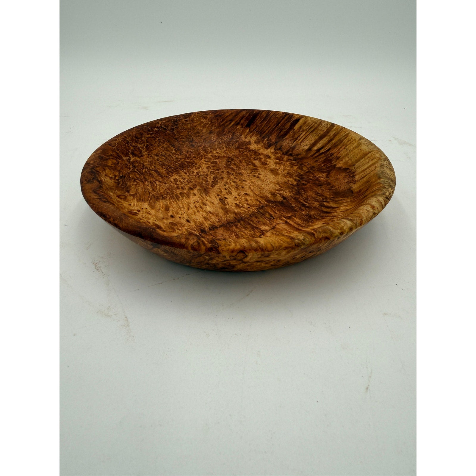 Avocado Burl Hand Turned Wood Bowl, 7.75 x 1.5 inches, food safe finish, handcrafted, one of a kind
