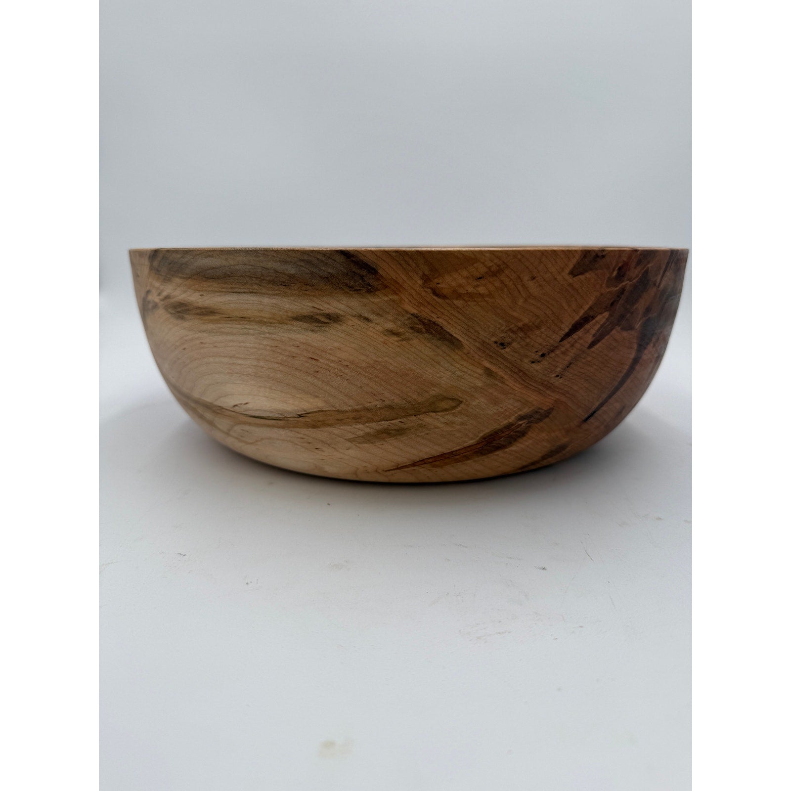 Hand Turned Ambrosia Maple Salad Bowl 12.75x4.5, hand crafted wood, food safe finish, heirloom kitchen serving