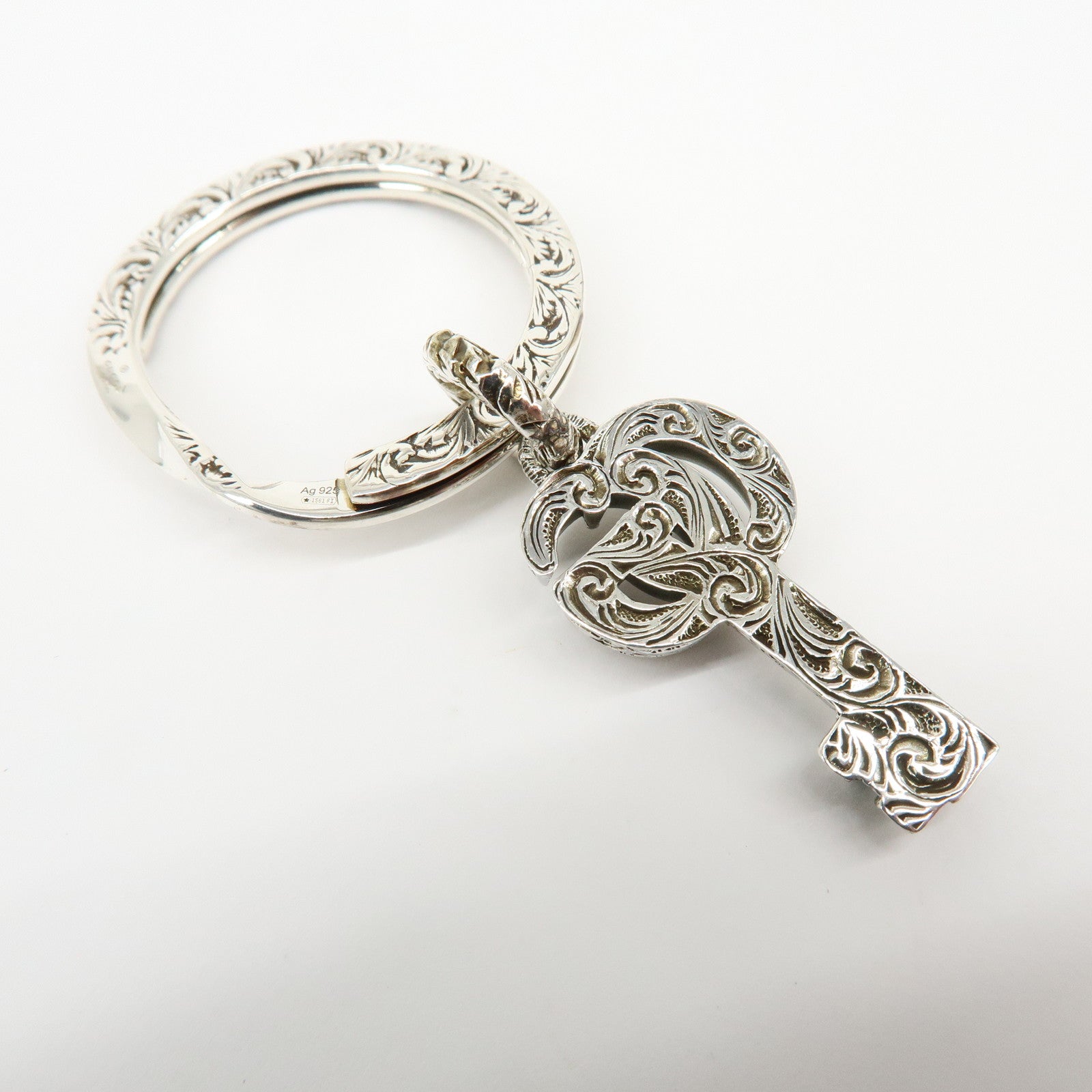 6691 - Gucci Double G Key Motif Bag Charm Key Holder Sv925 Silver