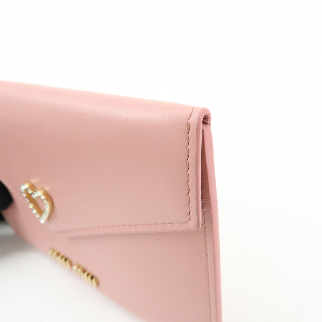 6836 - Miu Miu Madras Love Envelope Pouch Wristlet Pink Crystal Heart