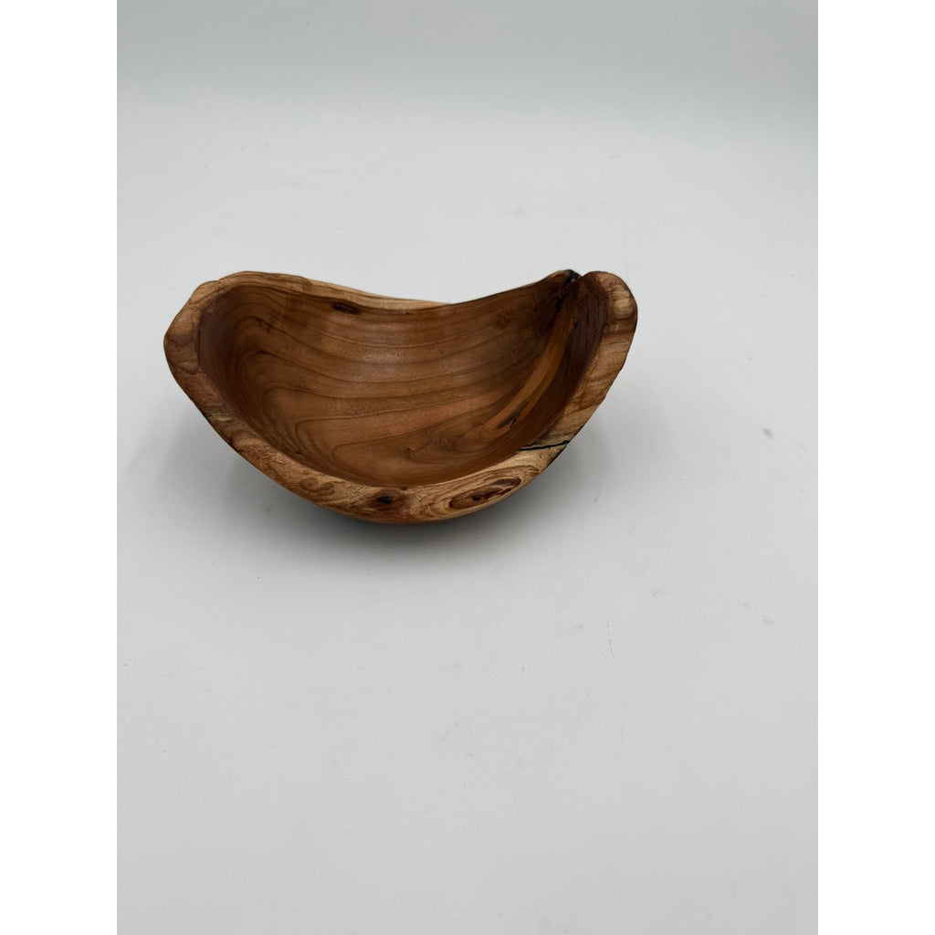Live Edge Black Cherry Hand Turned Bowl, 7.5 x 5.5 x 2.5 in, food safe finish, rustic decor, functional gift