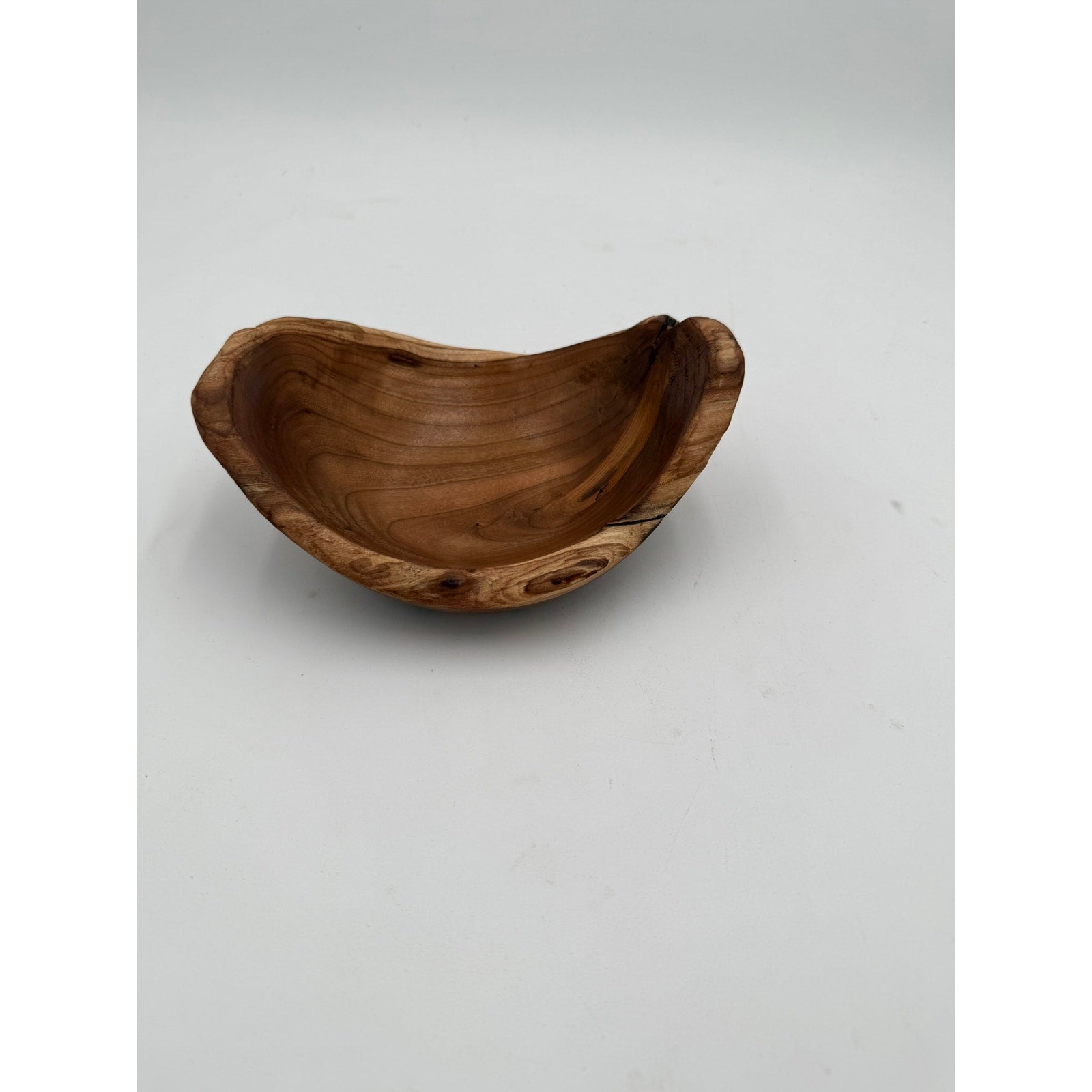 Live Edge Black Cherry Hand Turned Bowl, 7.5 x 5.5 x 2.5 in, food safe finish, rustic decor, functional gift