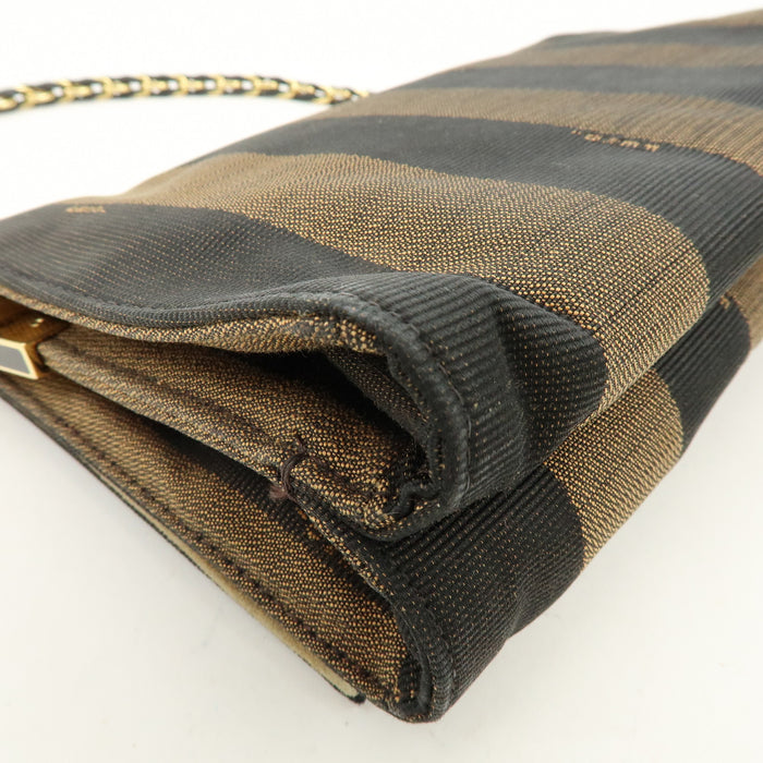 Fendi Claudia Pequin Canvas Leather Shoulder Bag Brown
