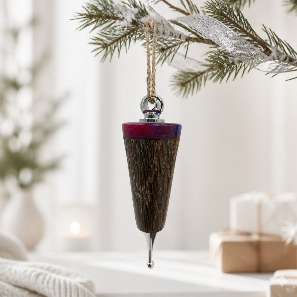 Hand Turned Christmas Ornament Collection, Wood and Epoxy, 2.5 Inch, One of a Kind