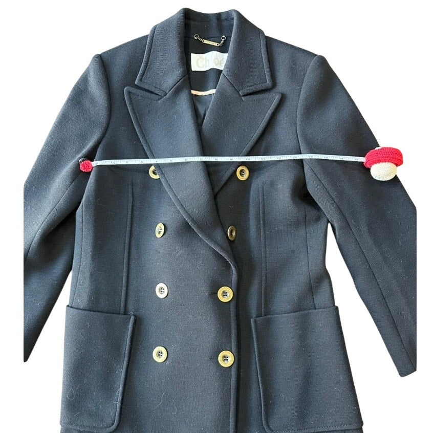 Chloé Black Double Breasted Virgin Wool Coat FR40