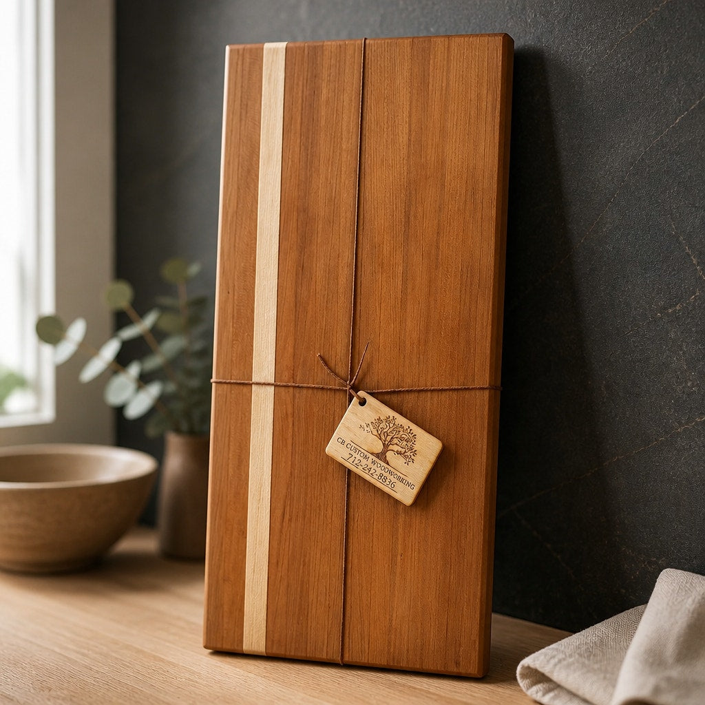 Premium Edge Grain Hardwood Cutting Board, cherry and maple, 16.5 x 11 x 1.5, durable prep board for daily chopping