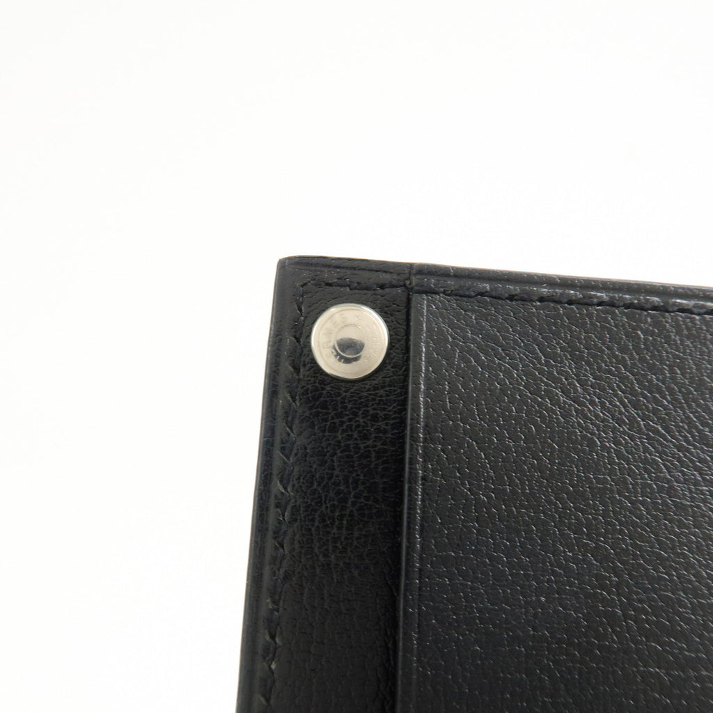 6682 - Hermes Evercalf Leather Chouchou Serie Button I Stamped Pass Case Black