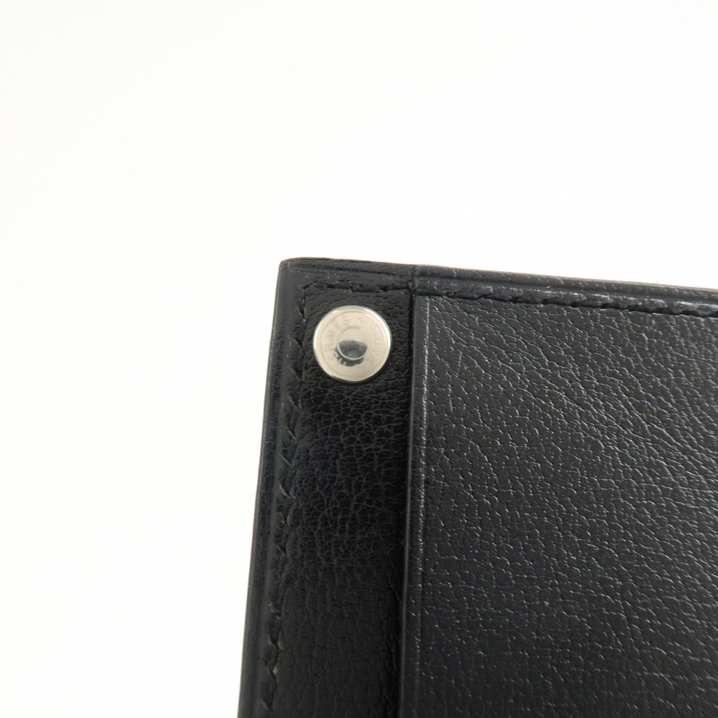 6682 - Hermes Evercalf Leather Chouchou Serie Button I Stamped Pass Case Black