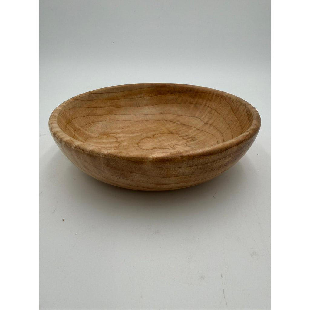 Figured Big Leaf Maple Hand Turned Bowl, 7.5 x 2, decorative wood bowl, functional serving dish, food safe finish