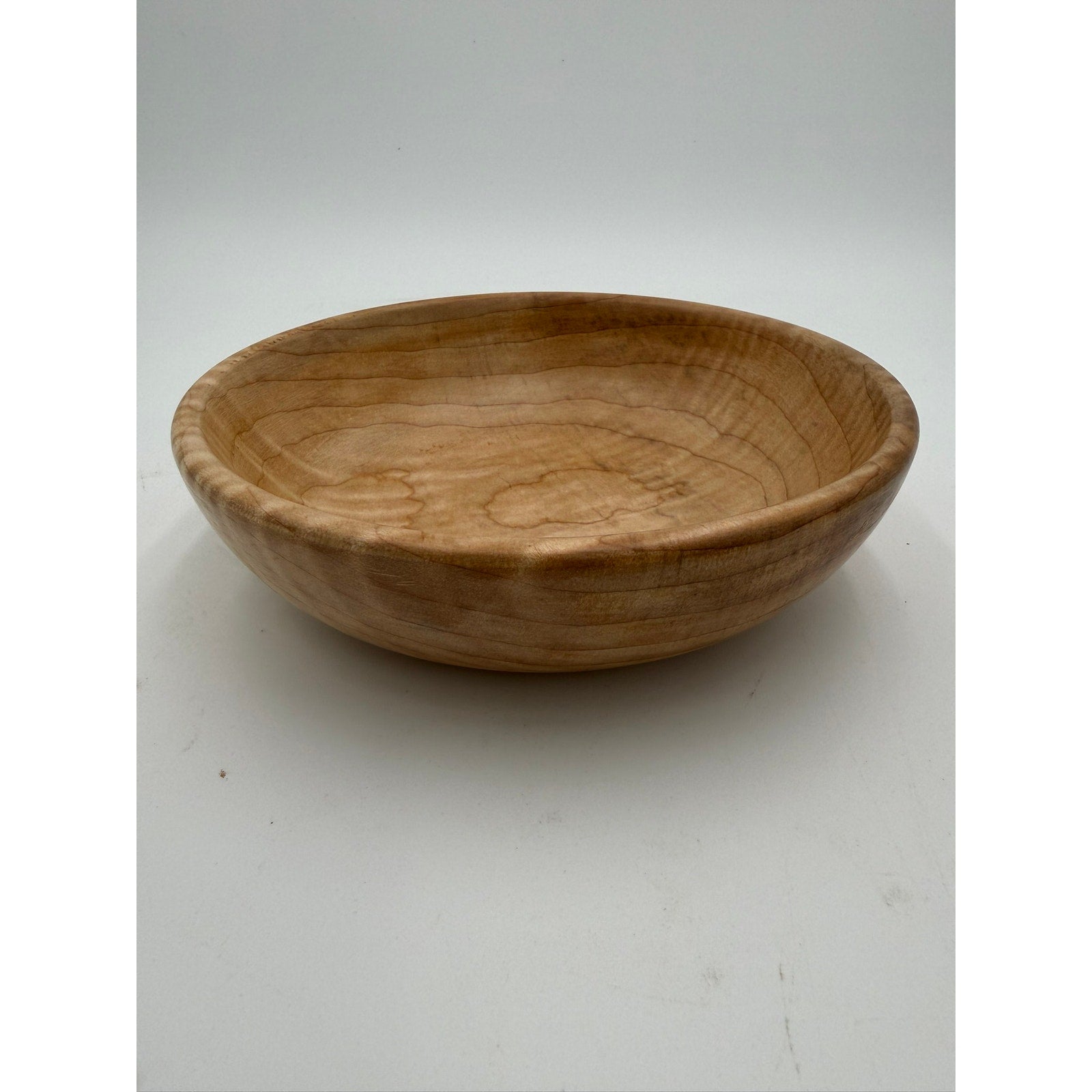 Figured Big Leaf Maple Hand Turned Bowl, 7.5 x 2, decorative wood bowl, functional serving dish, food safe finish