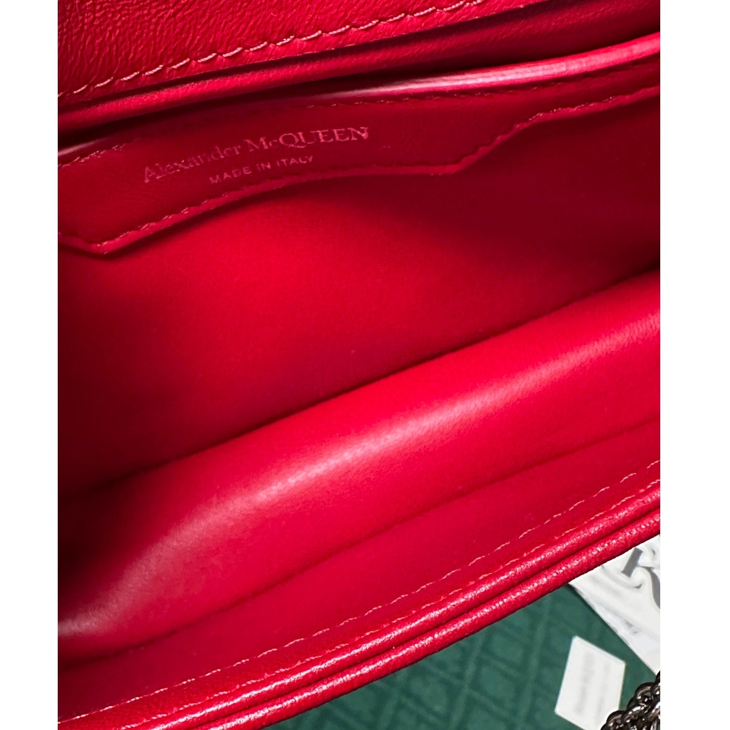 Alexander McQueen Small Seal Bag Blood Red Silver NWT