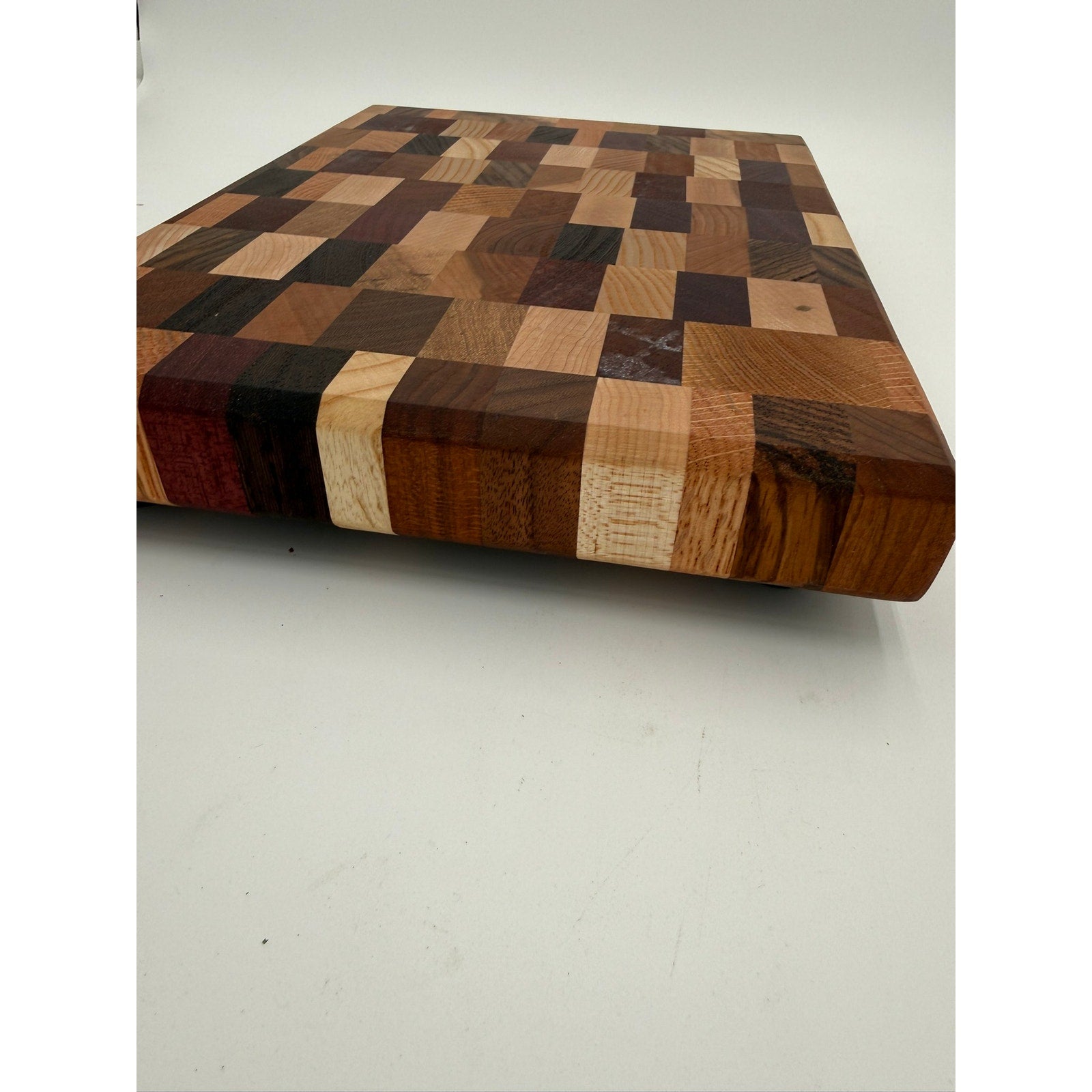 Chaos Style End Grain Cutting Board Handmade, Assorted Hardwoods, 12x9x1.5, Durable Kitchen Gift, Knife Friendly