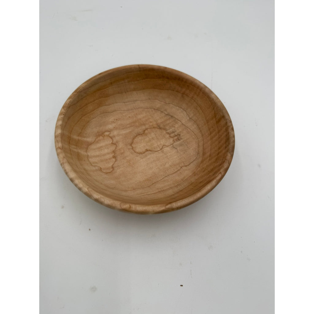 Figured Big Leaf Maple Hand Turned Bowl, 7.5 x 2, decorative wood bowl, functional serving dish, food safe finish