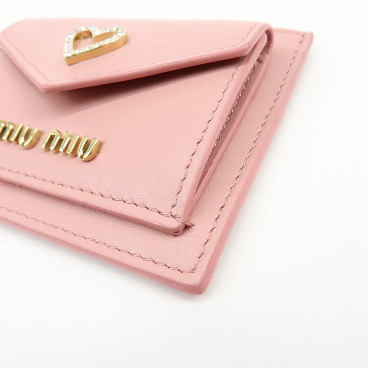6836 - Miu Miu Madras Love Envelope Pouch Wristlet Pink Crystal Heart