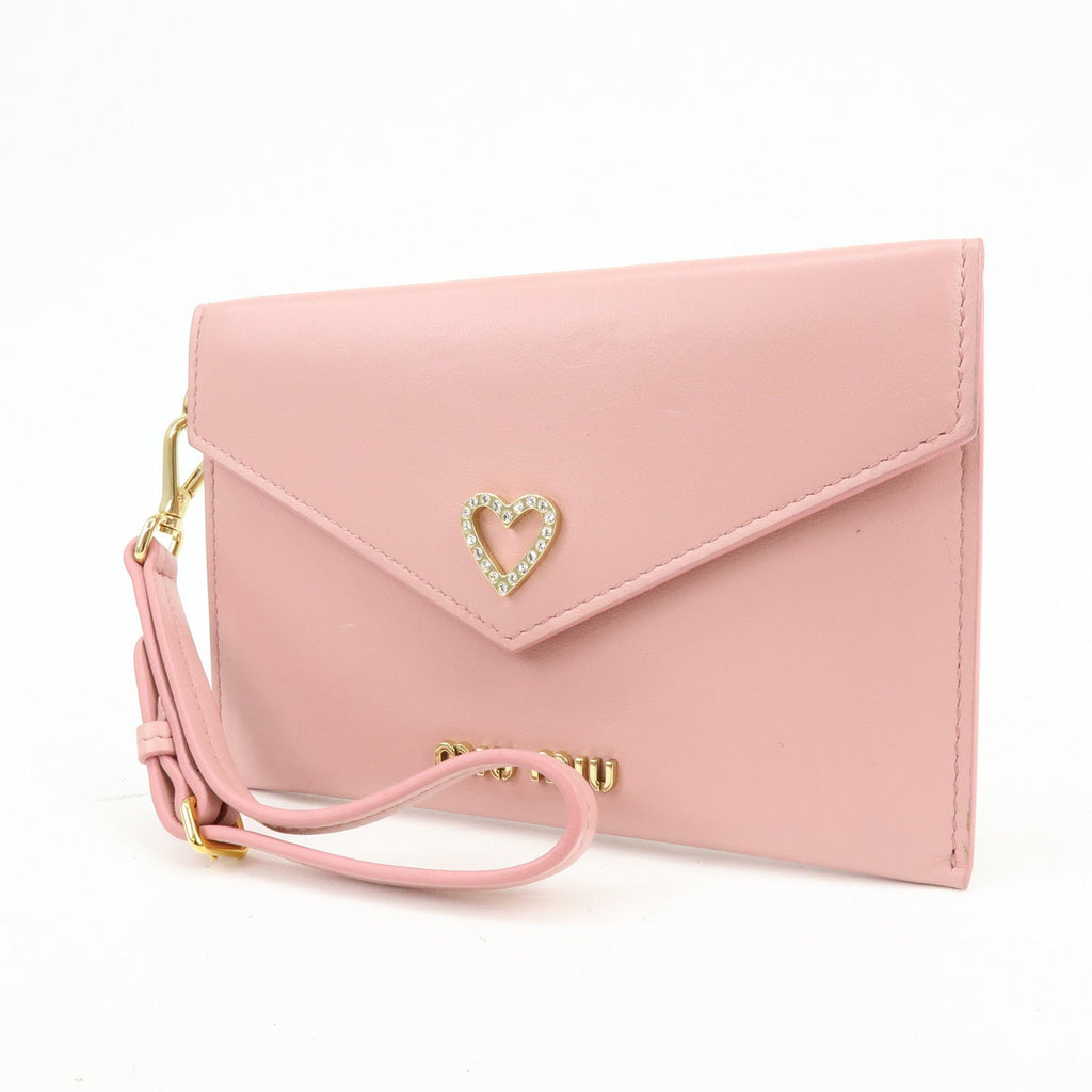 6836 - Miu Miu Madras Love Envelope Pouch Wristlet Pink Crystal Heart