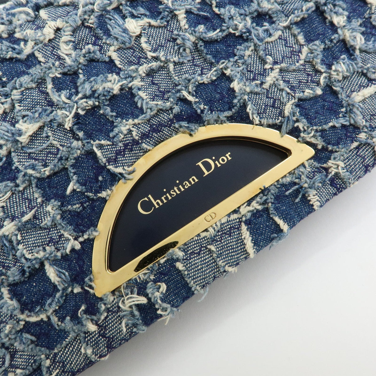 6157 - Christian Dior Maris Pearl Denim Patent Leather Shoulder Handbag