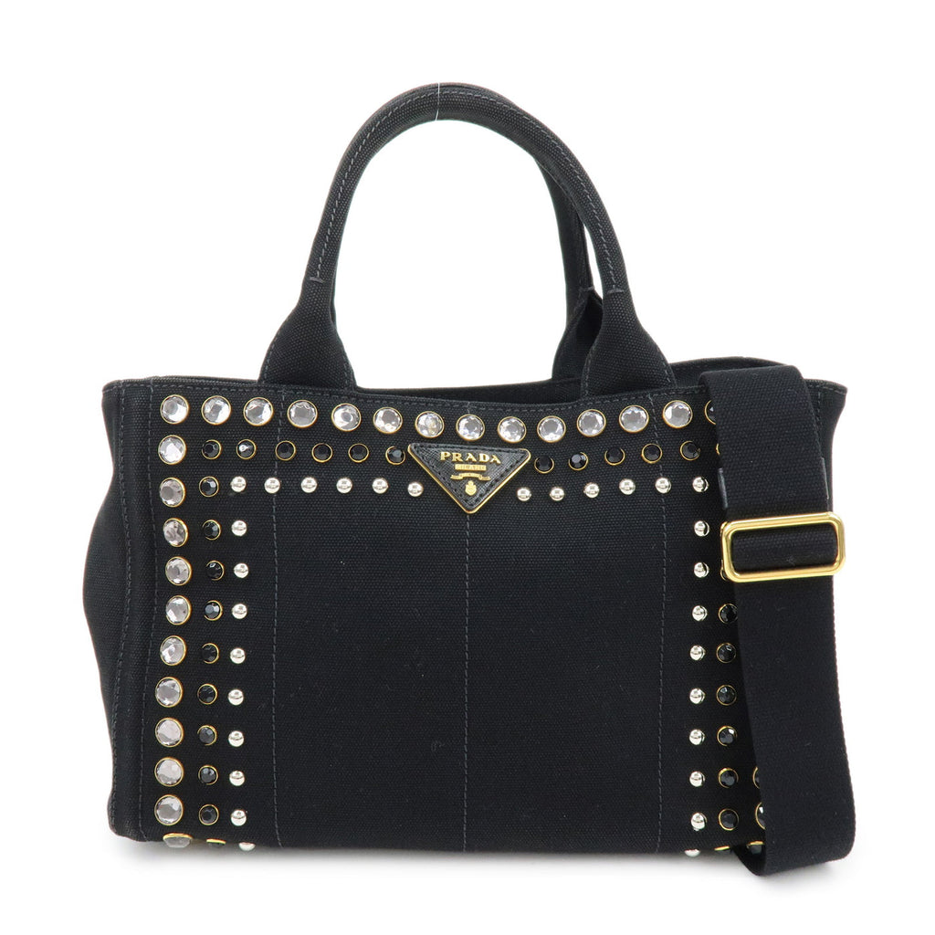 6749 - Prada Canapa Mini Canvas 2Way Tote Bag - Black
