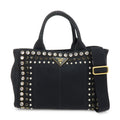6749 - Prada Canapa Mini Canvas 2Way Tote Bag - Black