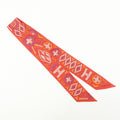 6546 Hermes Twilly 100% Silk Scarf Kelly En Perles Red